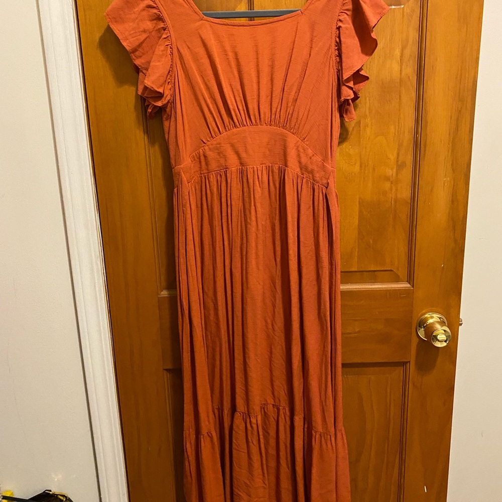 Flowy Red Long Dress with ruffles